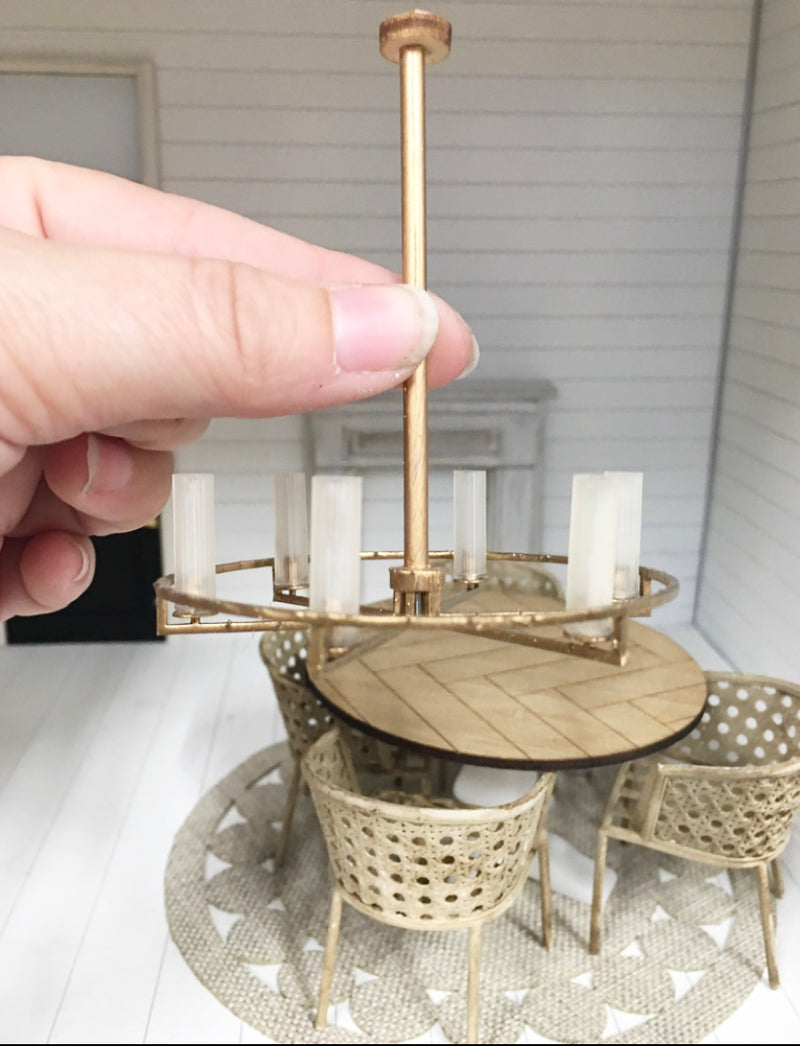 1:12 Scale | Miniature Dollhouse Gold Chandilier Light