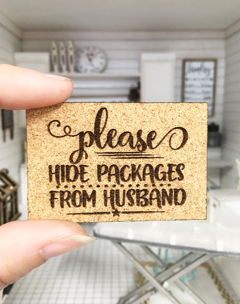 1:12 Scale | Miniature Farmhouse Doormat Please Hide All Packages From Husband