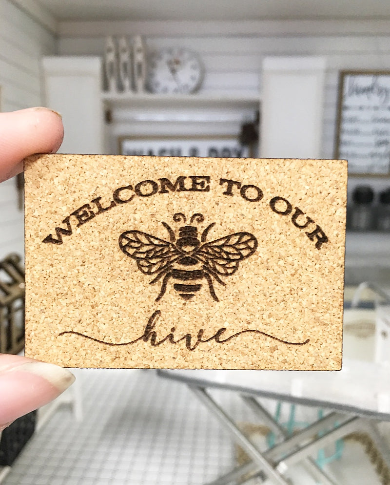1 :12 Scale | Miniature Farmhouse Doormat Welcome To Our Hive