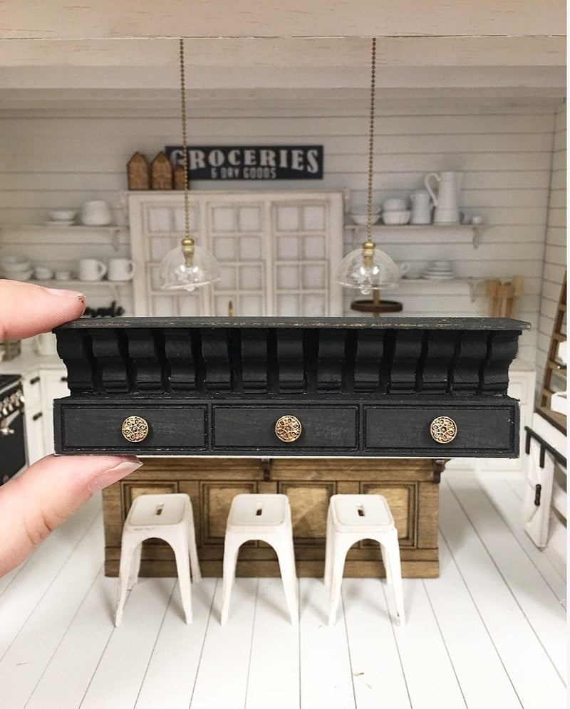 1 :12 Scale | Miniature Farmhouse Gothic Corbel Shelf Distressed Black