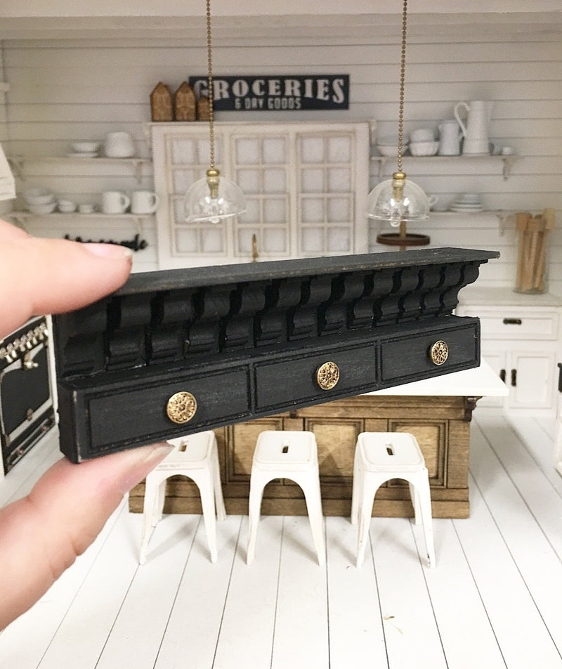 1 :12 Scale | Miniature Farmhouse Gothic Corbel Shelf Distressed Black