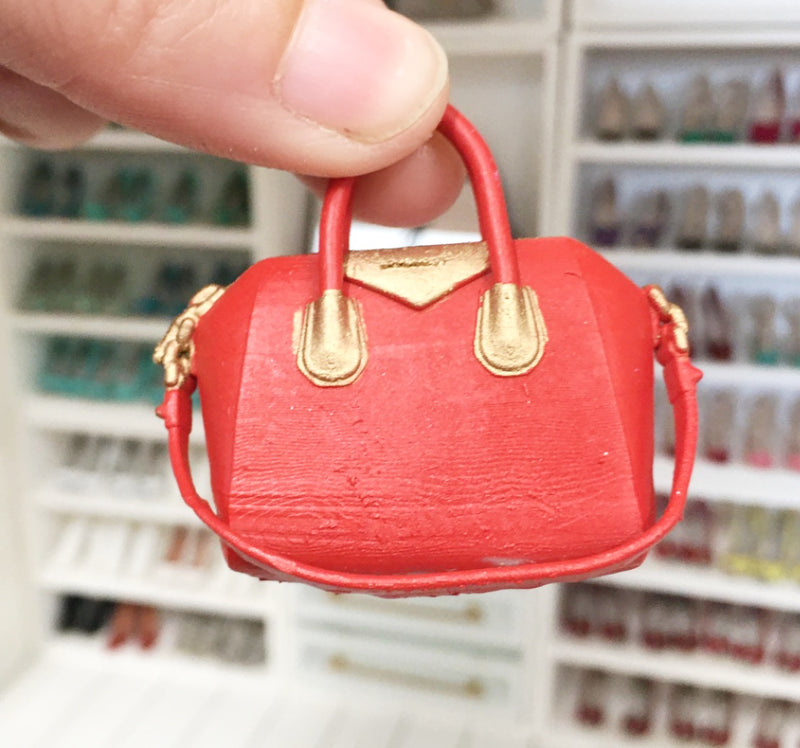 1:12 Scale | Miniature Farmhouse Dollhouse Bag Givenchy Satchel Red