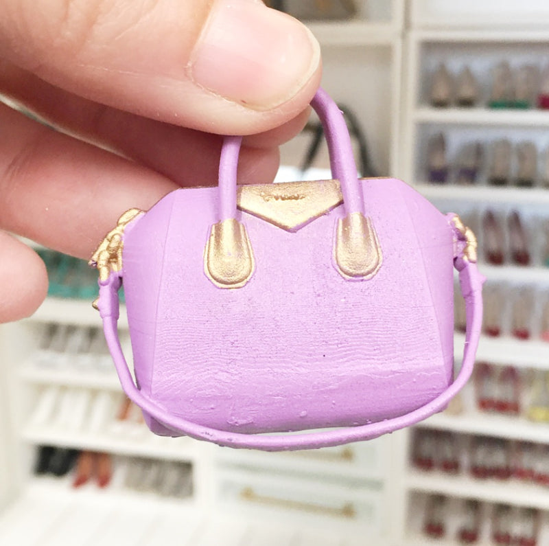 1:12 Scale | Miniature Farmhouse Dollhouse Bag Givenchy Satchel Purple