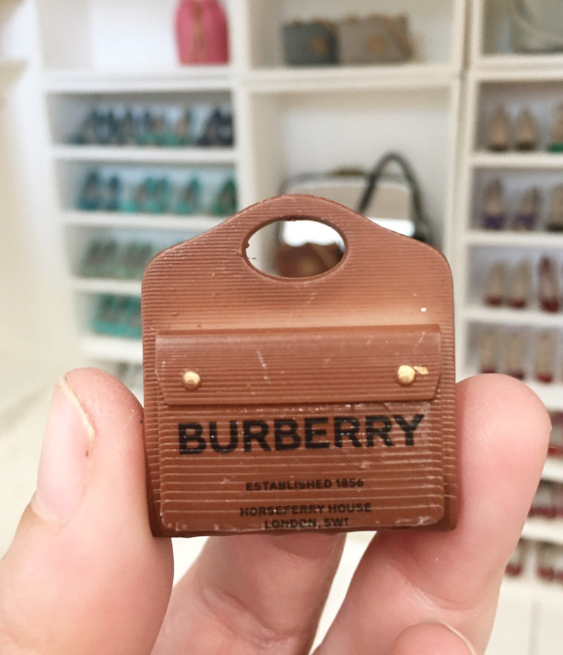 1:12 Scale | Miniature Farmhouse Burberry Satchel Bag Leather