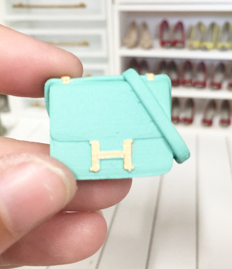 1:12 Scale | Miniature Farmhouse Dollhouse Bag Hermes Constance Mint