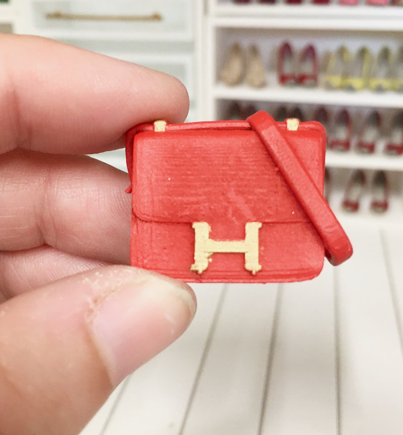 1:12 Scale | Miniature Farmhouse Dollhouse Bag Hermes Constance Red