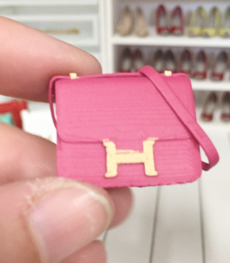 1:12 Scale | Miniature Farmhouse Dollhouse Bag Hermes Constance Pink