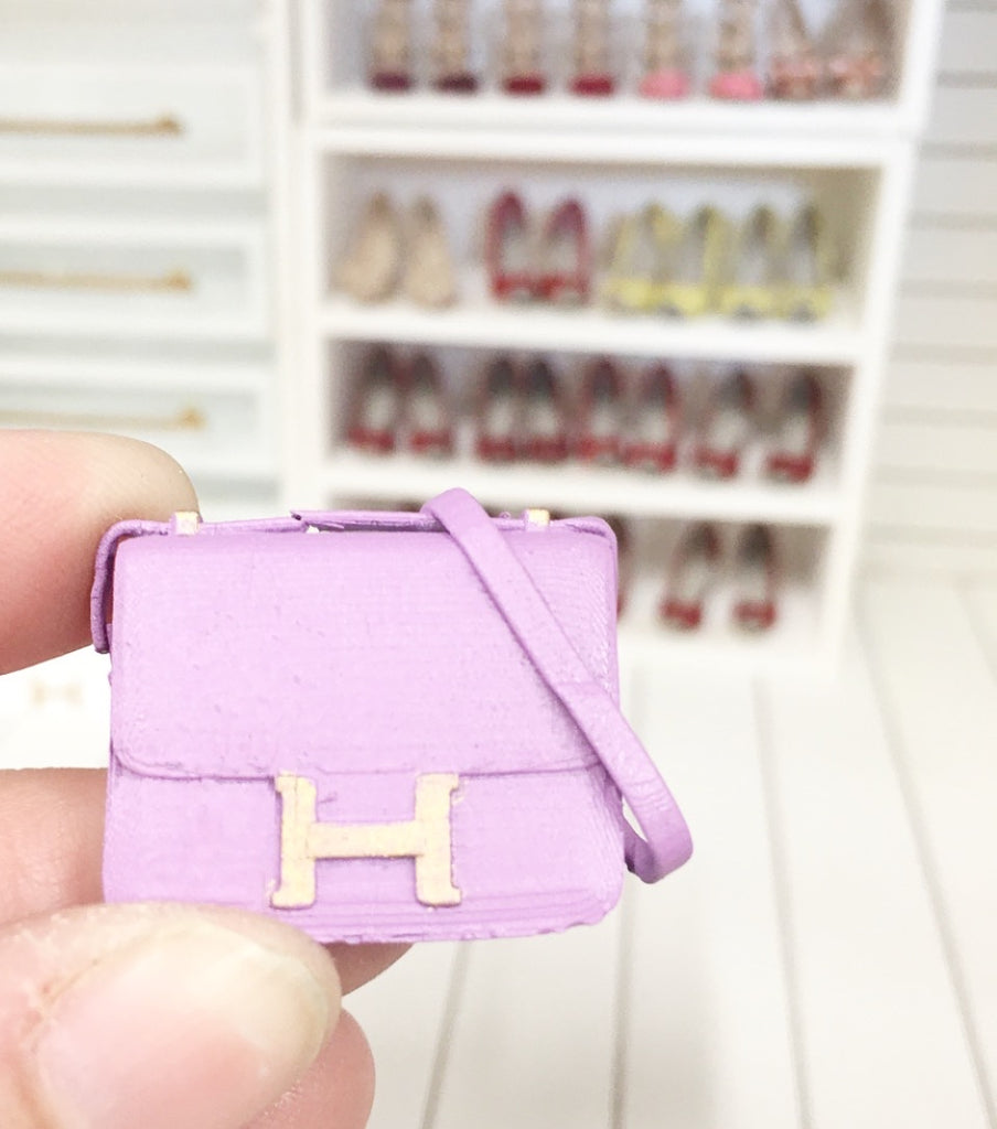 1:12 Scale | Miniature Farmhouse Hermes Birkin Bag Purple