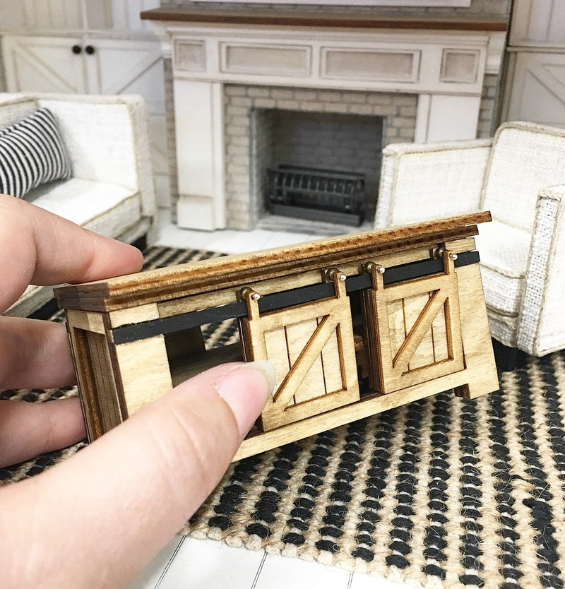 1 :12 Scale | Miniature Farmhouse Sliding  Barn Door Coffee Table