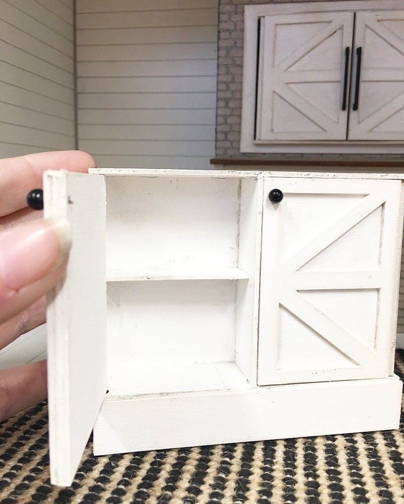 1 :12 Scale | Miniature Farmhouse Bookcase Barn Door Cupboard