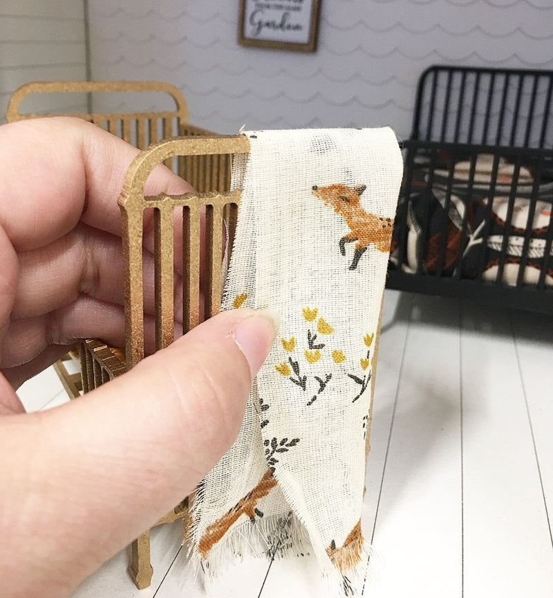 1:12 Scale | Miniature Farmhouse Cot Fox Blanket