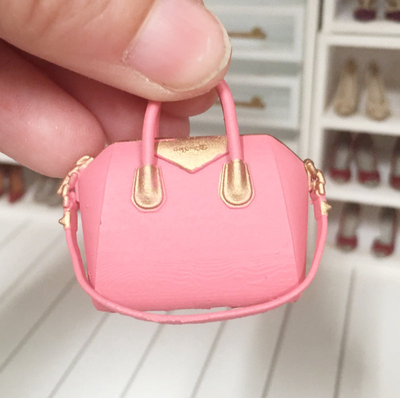 1:12 Scale | Miniature Farmhouse Dollhouse Bag Givenchy Satchel Candy Pink