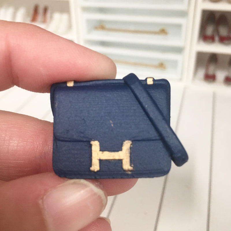 1:12 Scale | Miniature Farmhouse Dollhouse Bag Hermes Constance Navy