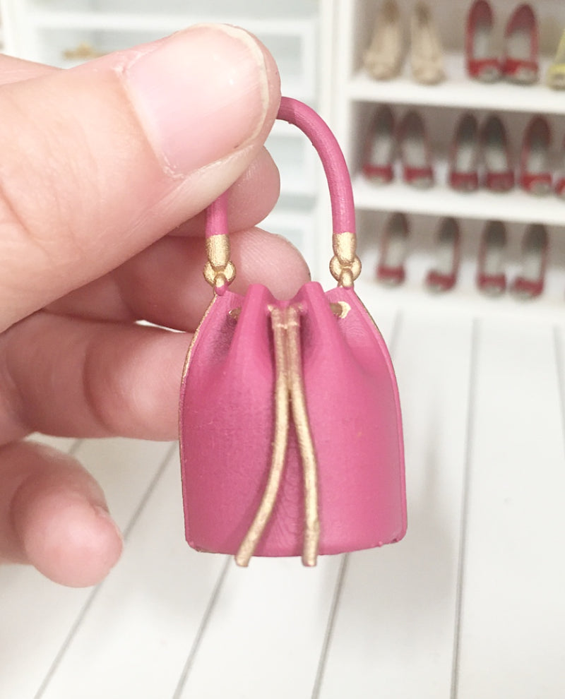 1:12 Scale | Miniature Farmhouse Dollhouse Bucket Bag Pink