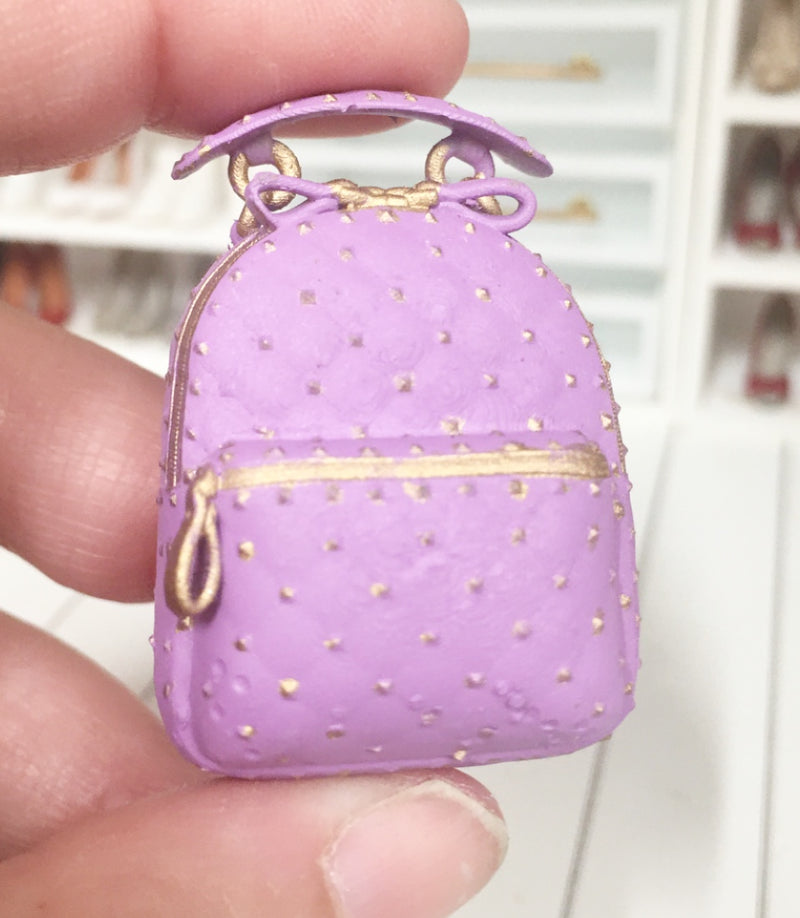 1:12 Scale | Miniature Farmhouse Dollhouse Garavani Backpack Purple