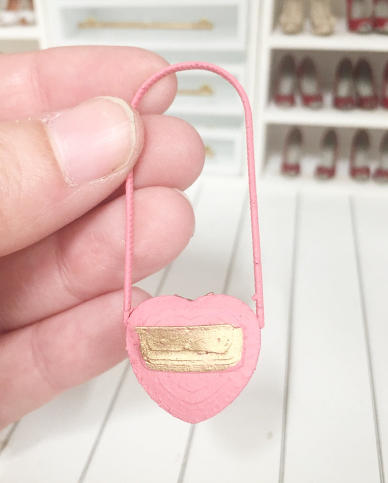 1:12 Scale | Miniature Farmhouse Chanel Heart Bag Candy Pink