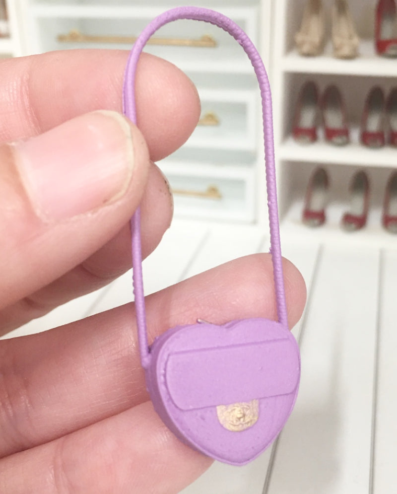 1:12 Scale | Miniature Farmhouse Chanel Heart Bag Candy Purple