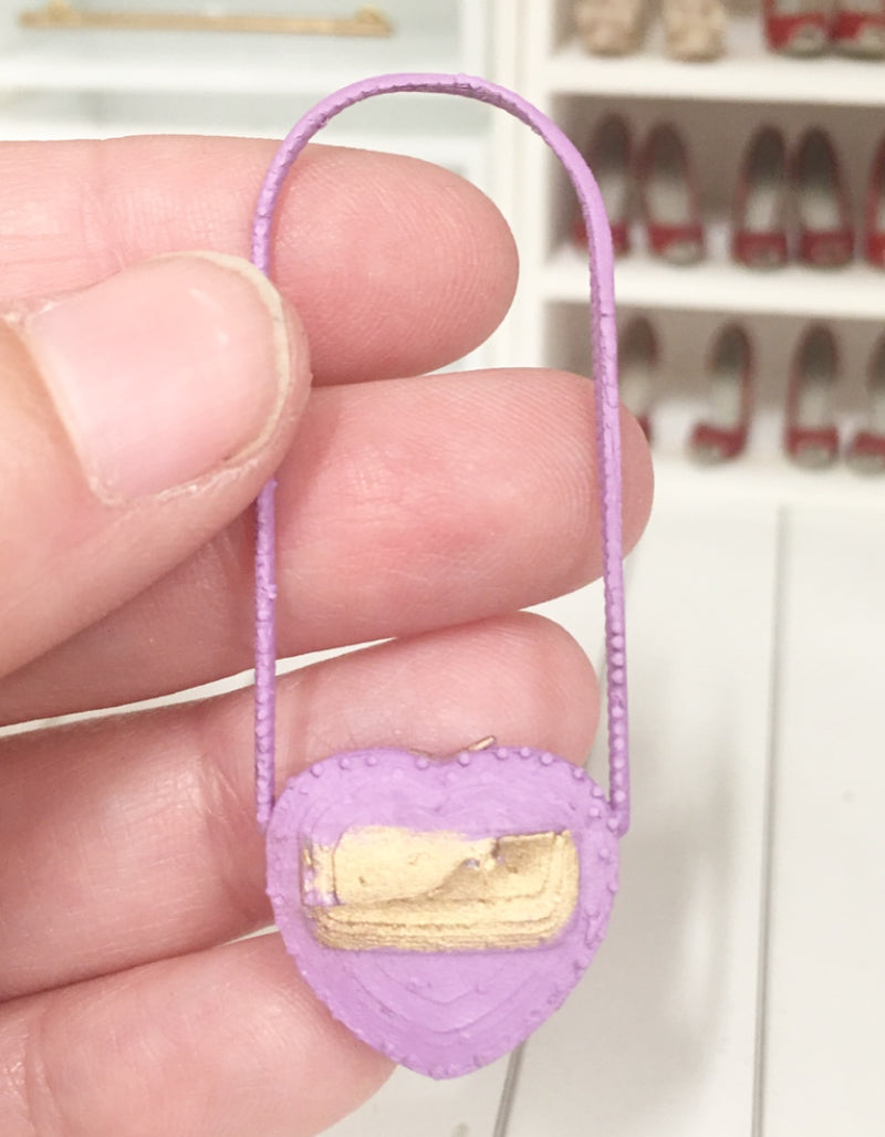 1:12 Scale | Miniature Farmhouse Chanel Heart Bag Candy Purple