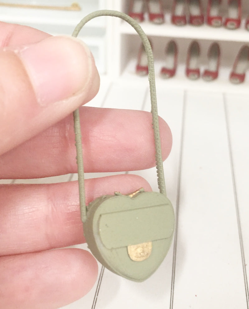 1:12 Scale | Miniature Farmhouse Chanel Heart Bag Candy Olive