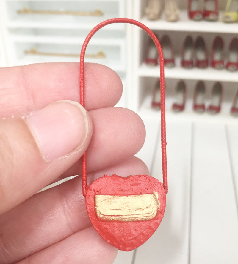 1:12 Scale | Miniature Farmhouse Chanel Heart Bag Candy Red