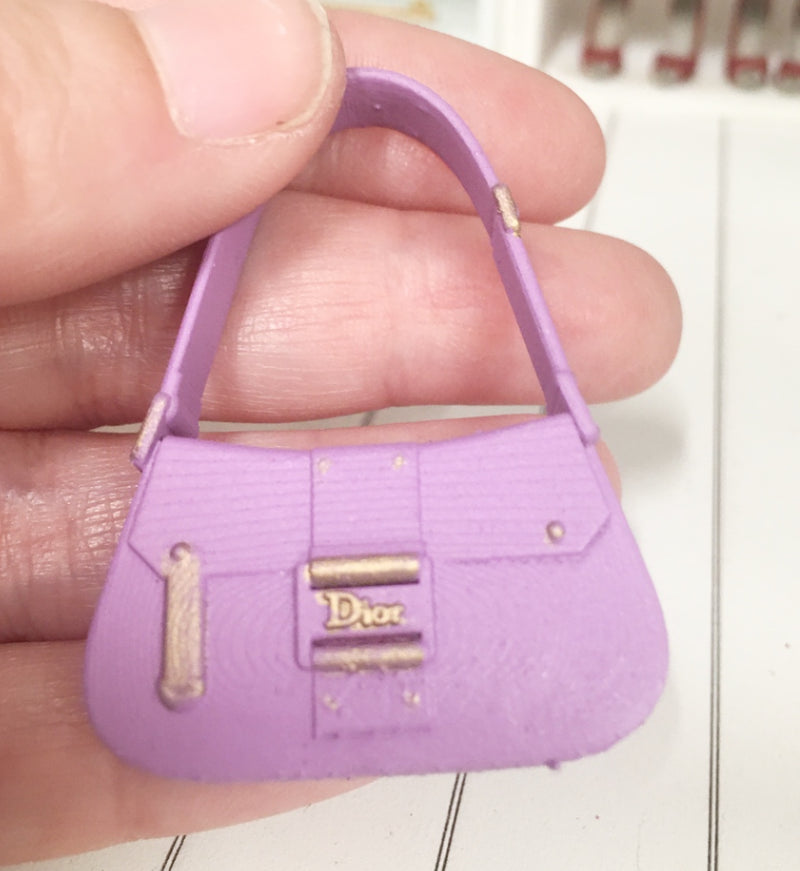 1:12 Scale | Miniature Dollhouse Farmhouse Dior Satchel Bag Purple