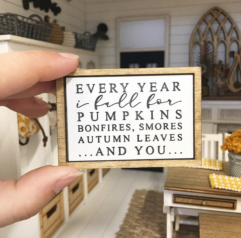 1:12 Scale | Miniature Farmhouse Wooden Frame Sign Pumpkins