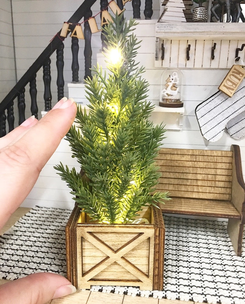 Miniature Farmhouse Lighted Christmas Tree