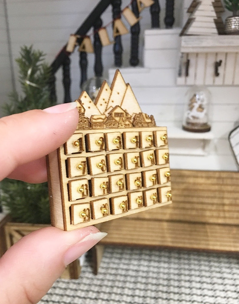Miniature Dollhouse 1:12 Scale | Miniature Farmhouse Wooden Advent Calendar