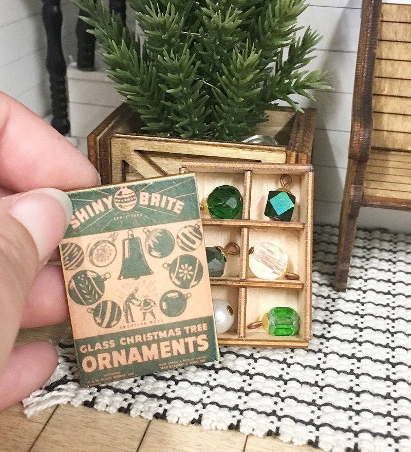 Miniature Dollhouse 1:12 Scale | Miniature Farmhouse Boxed Baubles Green