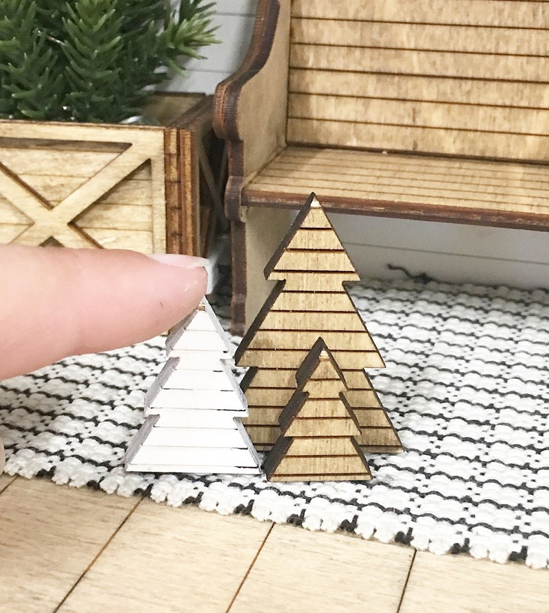 Miniature 1:12 | Miniature Farmhouse Christmas Shiplap Christmas Trees 3PC