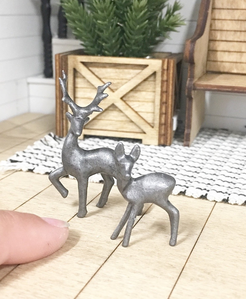 Miniature 1:12 | Miniature Farmhouse Christmas Steel Reindeers Set of 2