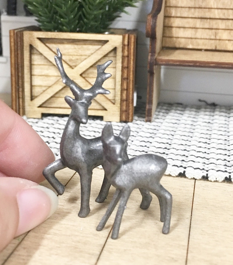 Miniature 1:12 | Miniature Farmhouse Christmas Steel Reindeers Set of 2