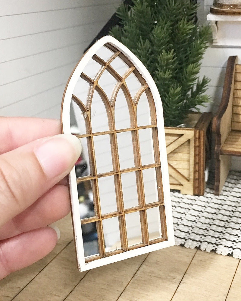 Miniature 1:12 | Miniature Farmhouse Christmas White Gothic Mirror