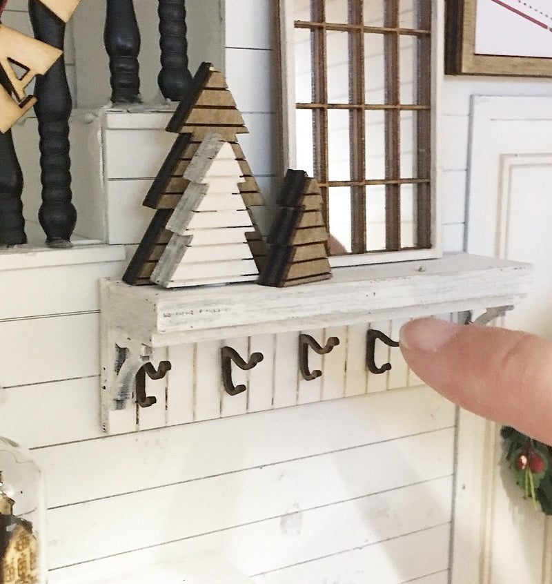 Miniature Dollhouse 1:12 Scale | Miniature Farmhouse Shiplap Wall Shelf