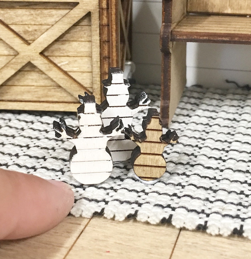 Miniature 1:12 | Miniature Farmhouse Christmas Shiplap Snowmen 3PC