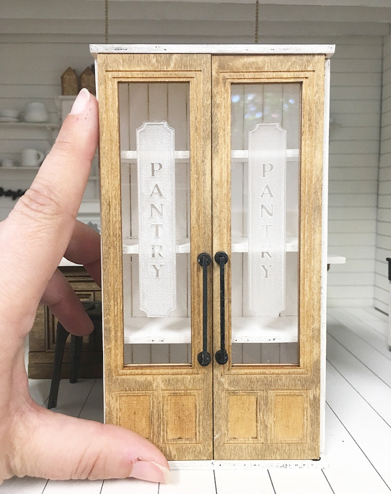 1 :12 Scale | Miniature Farmhouse Pantry with Frosted Doors