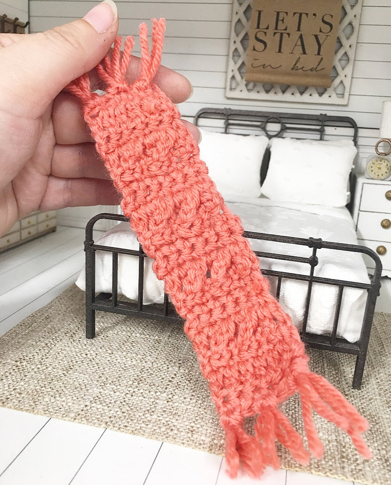 Miniature 1:12 | Miniature Hand Crocheted Bed Runner Coral Pink