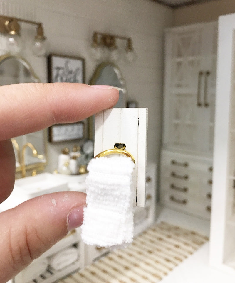 1:12 Scale | Miniature Farmhouse Shiplap Towel Rack Hanger Gold