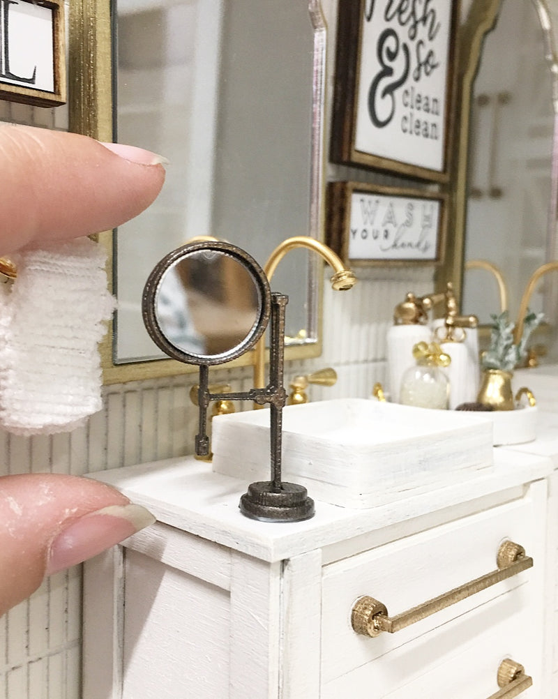 1:12 Scale | Miniature Bathroom Mirror Bronze