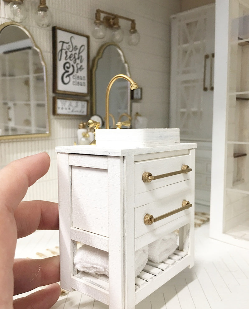 1:12 Scale | Miniature Bathroom Single Vanity White