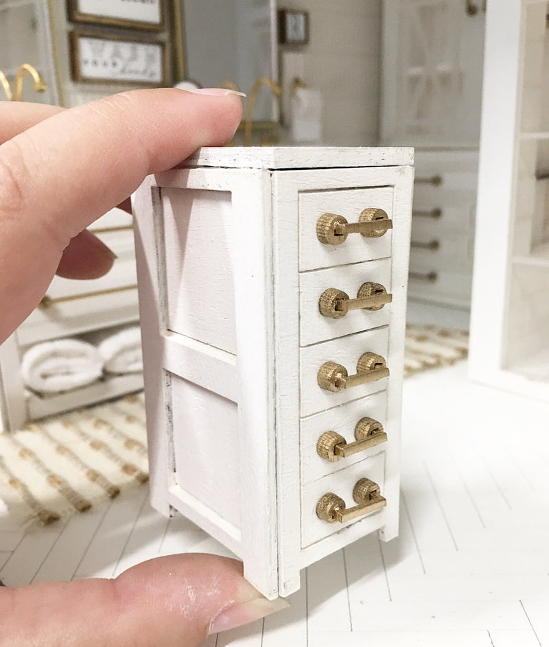 1:12 Scale | Miniature Bathroom Vanity Middle Cupboard White
