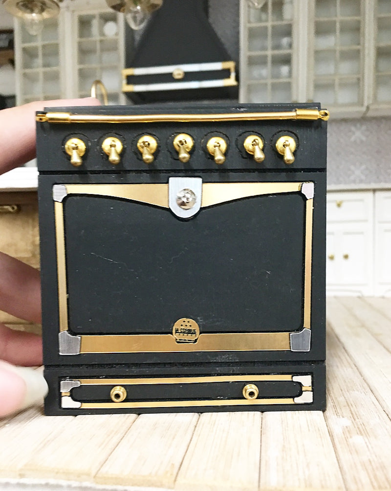 1:12 Scale | Miniature La Cornue Cornufé 90 Albertine Stove Black & Gold