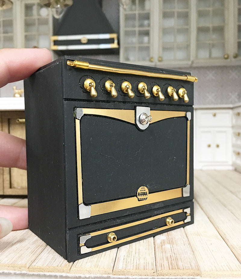 1:12 Scale | Miniature La Cornue Cornufé 90 Albertine Stove Black & Gold
