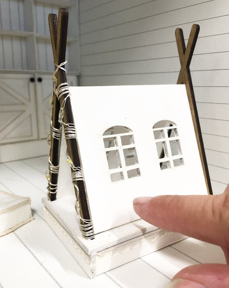 1:12 Scale | Miniature Farmhouse Lighted Teepee White