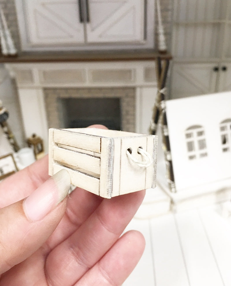 1:12 Scale | Miniature Farmhouse White Wooden Crates