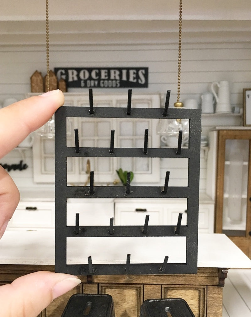 1:12 Scale | Miniature Farmhouse Large Cup Rack Black