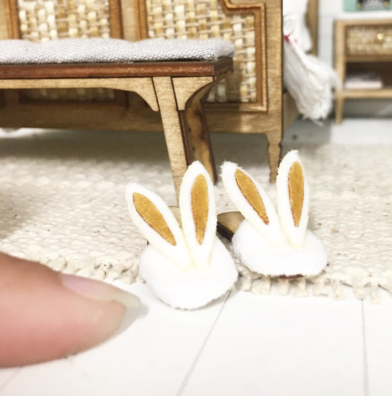 1:12 Scale | Miniature Farmhouse Bunny Slippers Mustard