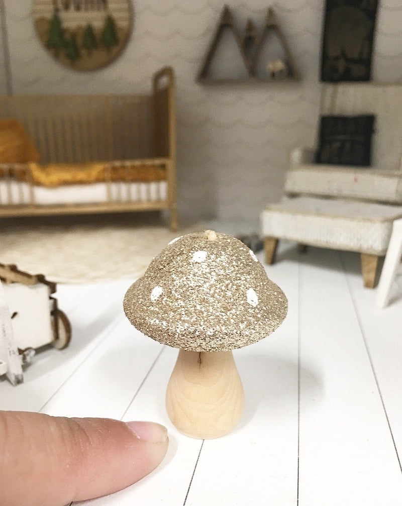 1:12 Scale | Miniature Farmhouse Nursery Mini Wooden Champagne Mushroom