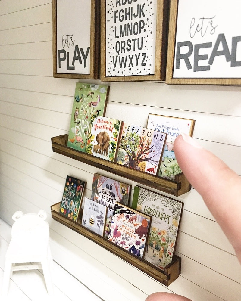 1:12 Scale | Miniature Farmhouse Nursery Wall Book Shelves Set of 2