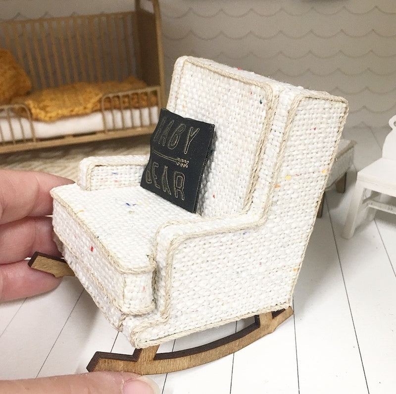 1:12 Scale | Miniature Farmhouse Rocking Glider Chair White